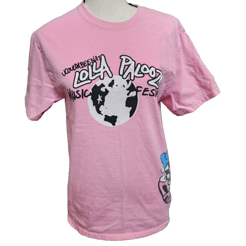 Lolla Palooza 2021 Chicago Pink Music Festival Tee Size Small 2 Sides